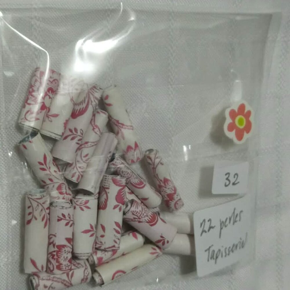 One-of-a-kind handmade/hand rolled paper beads/jewelry making/craft supplies/DIY